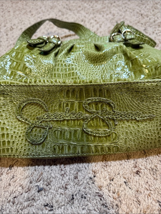 Jessica Simpson Handbags - Jessica Simpson Olive Green Croc-Embossed Shoulder Bag